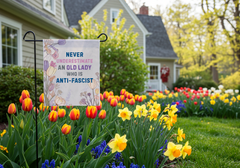 Antifascist Garden Flag – 18x24 Floral Border Design