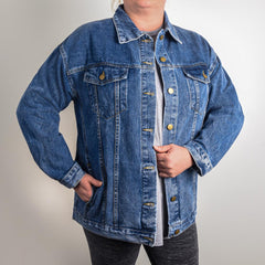 Keep Showing Up Denim Jacket | Oversized Boyfriend Fit Statement Jacket