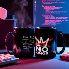 15 oz Oligarchy Review Mug | “No Stars, Would Not Recommend” + No Kings Logo