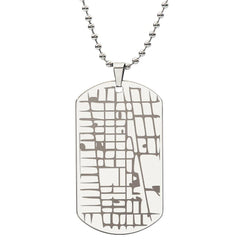 Engraved Dog Tag Map Necklace