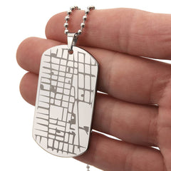 Engraved Dog Tag Map Necklace