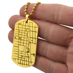 Engraved Dog Tag Map Necklace