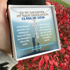 Personalized 2026 Graduation Name Necklace - Dad to Daughter