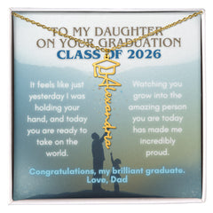 Personalized 2026 Graduation Name Necklace - Dad to Daughter
